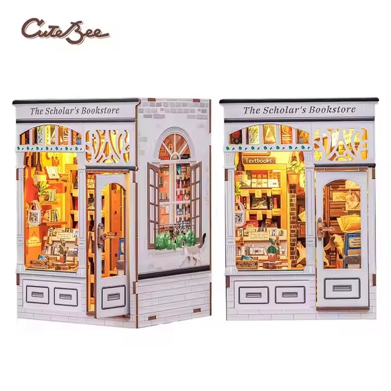 Cutebee Hot Sale Wooden Book Nook Diy Book Nook Kit 3D Wooden Puzzle Book Nook Garden House Diy Miniature House