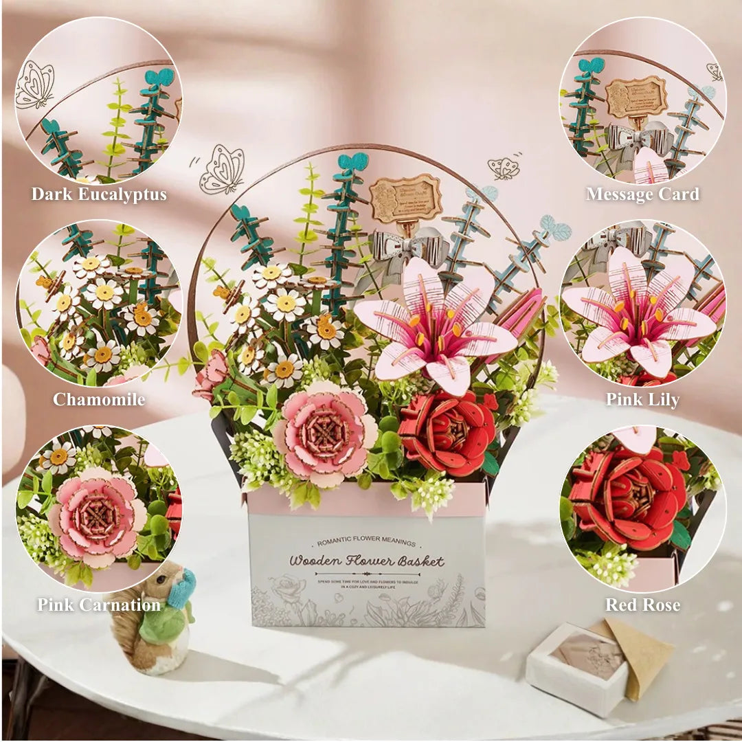 DIY Wooden Flower Basket Craft Kit – Valentine’s & Mother’s Day Gift