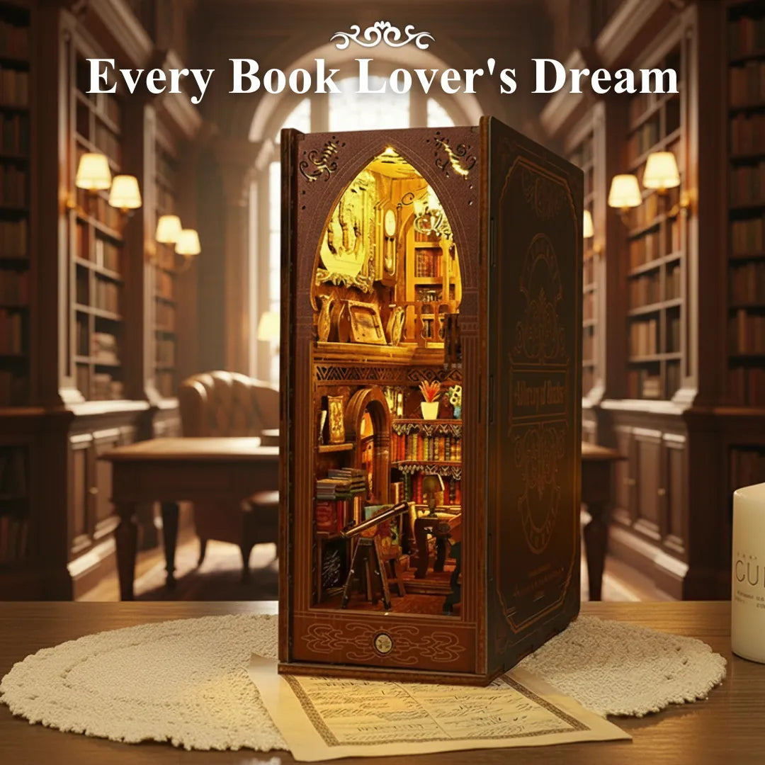 Library Of Books Wooden Puzzle - DIY Book Nook Bookshelf