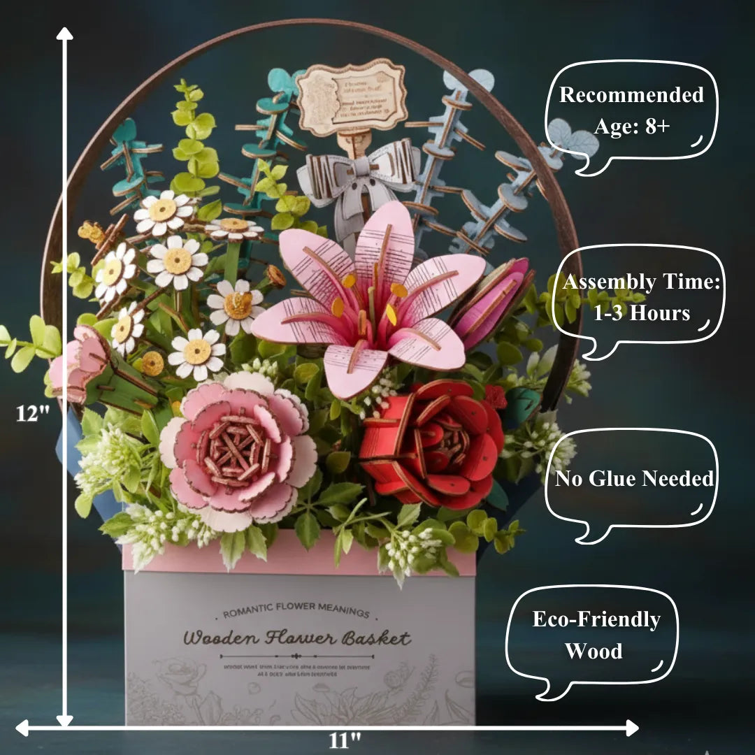 DIY Wooden Flower Basket Craft Kit – Valentine’s & Mother’s Day Gift