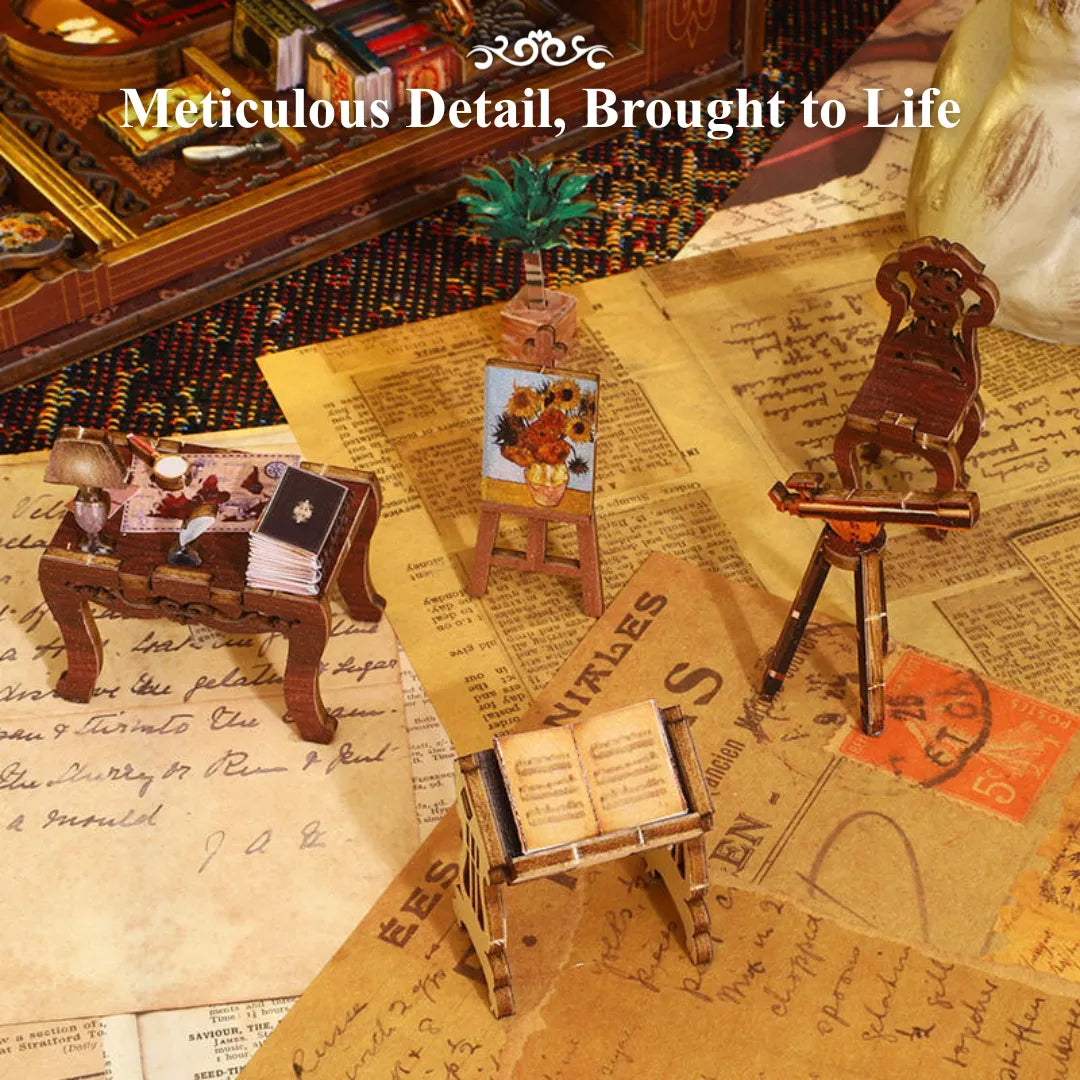 Library Of Books Wooden Puzzle - DIY Book Nook Bookshelf