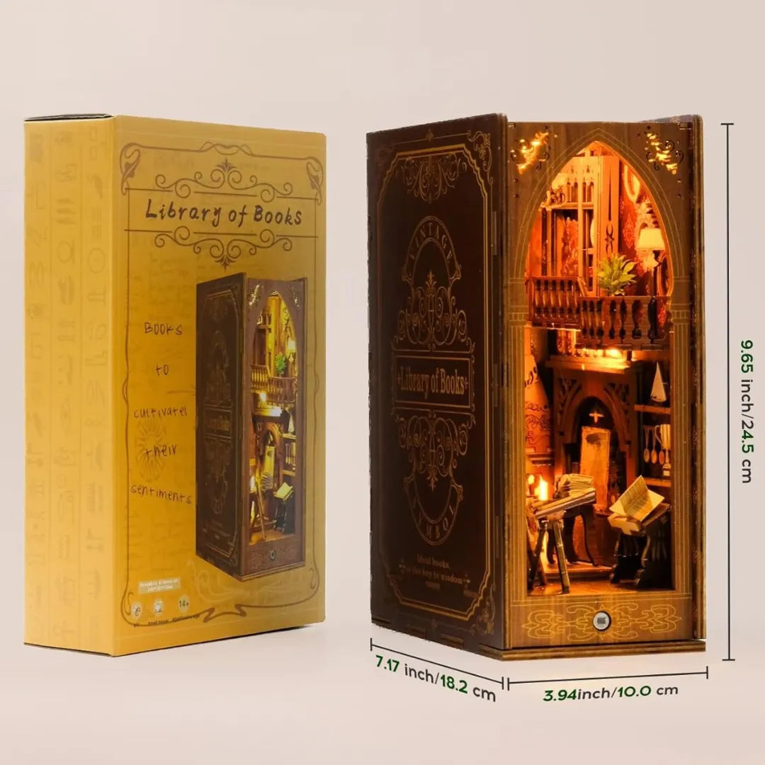 Library Of Books Wooden Puzzle - DIY Book Nook Bookshelf