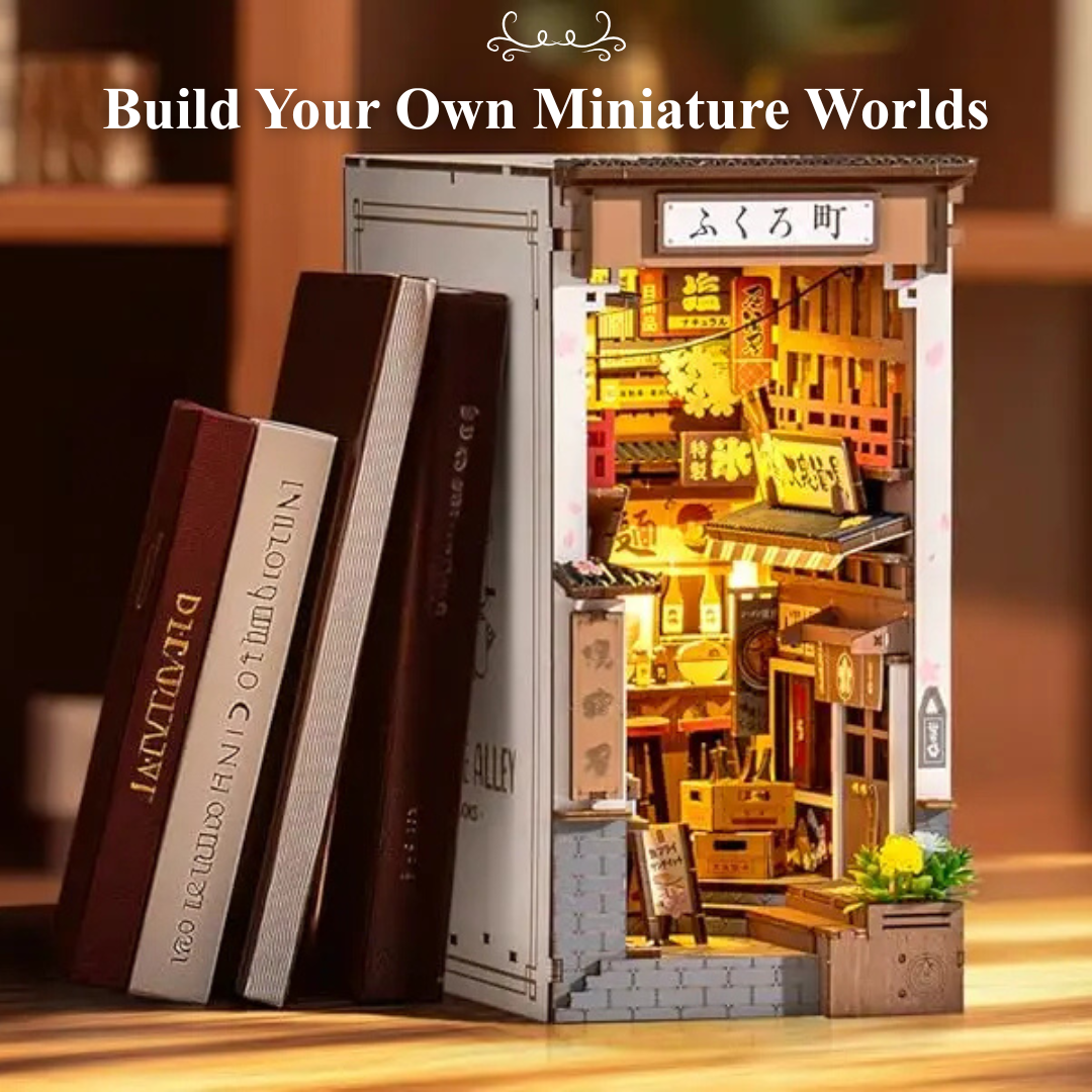 DIY Sakura Wine Alley Wooden Book Nook - 3D Wooden Puzzle Book Nook