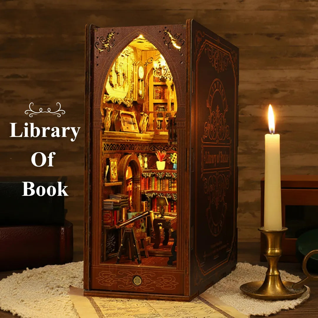Library Of Books Wooden Puzzle - DIY Book Nook Bookshelf